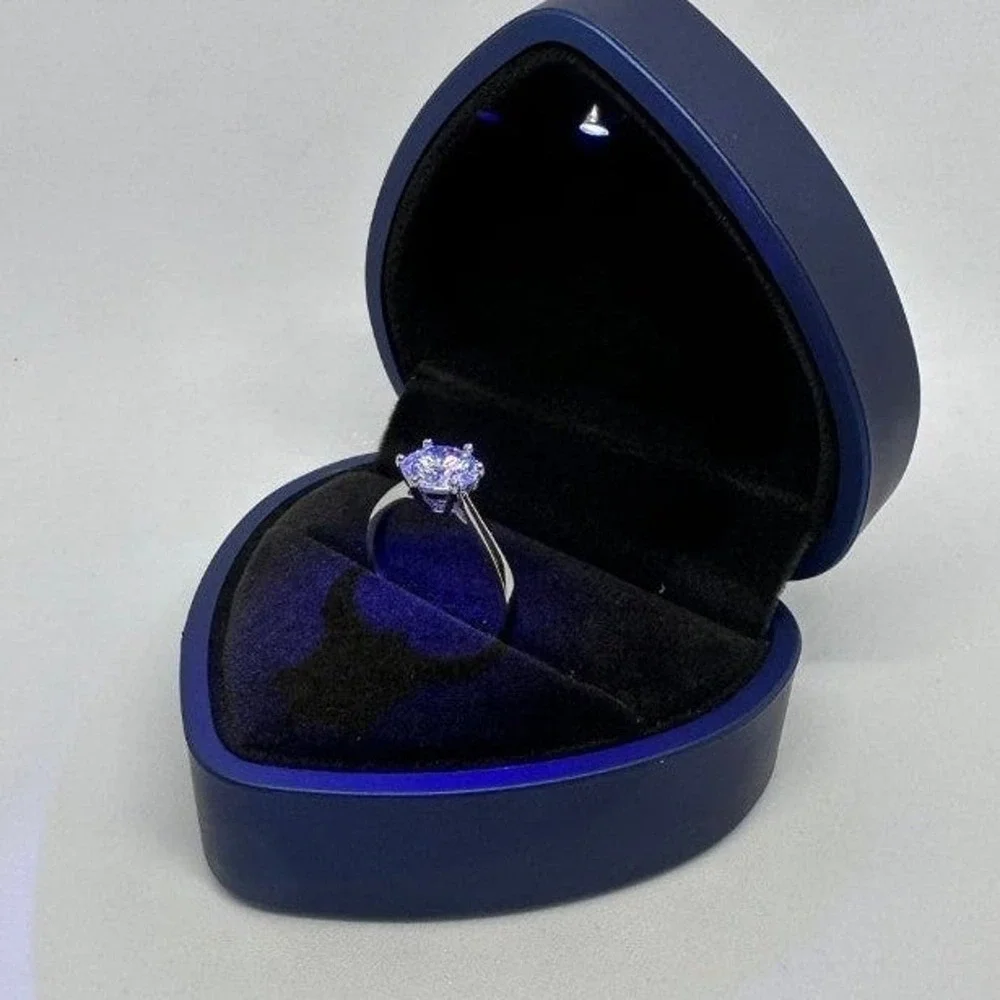 Moissanite Diamond Engagement Ring 6 Prong Wedding GRA 925 2 Ct Size 9